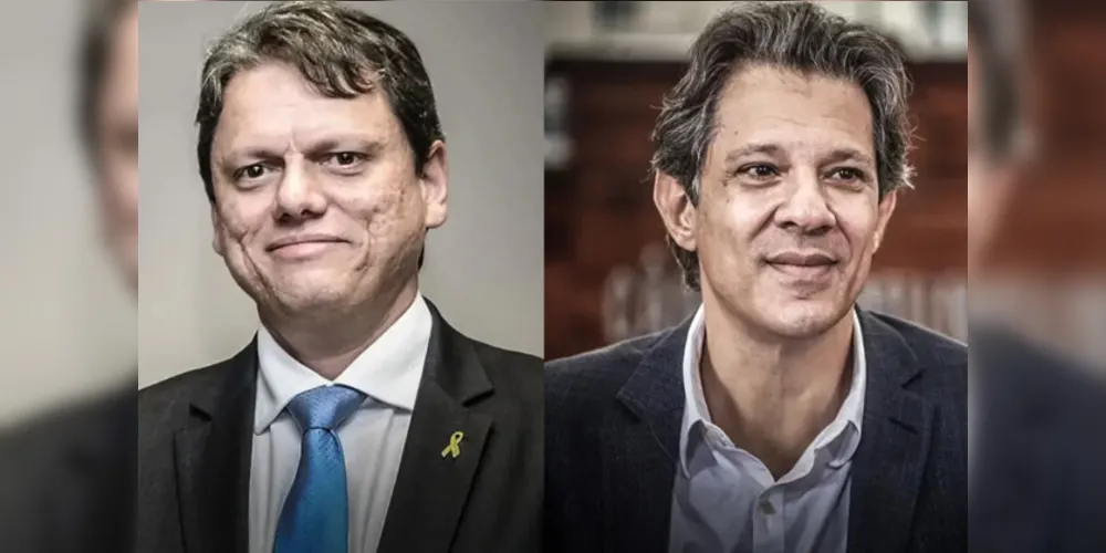 Tarcísio recebeu 42,59% do total de votos válidos. Haddad recebeu 35,46% e também vai para o 2º turno