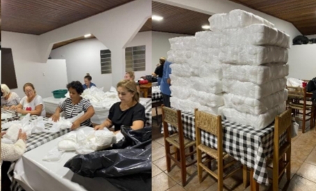 Voluntários produzem fraldas para as pessoas mais necessitadas de Ponta Grossa