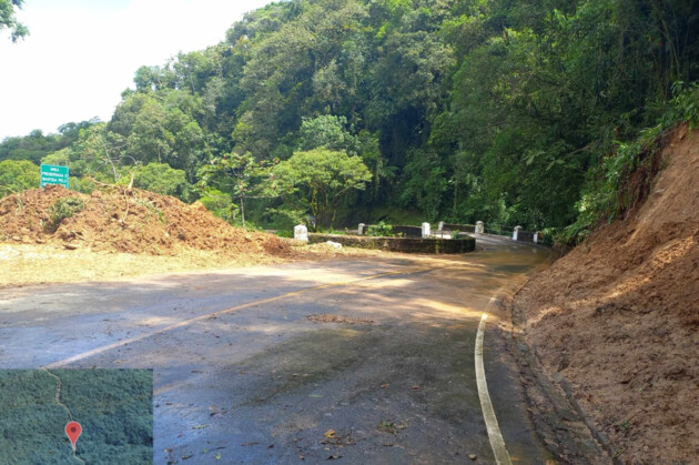 A rodovia foi atingida por fortes chuvas e um deslizamento no início da semana.