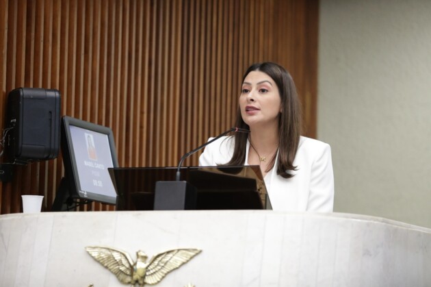 Mabel Canto, deputada estadual, durante sessão da Assembleia Legislativa.