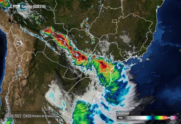 Imagem de satélite mostra instabilidade do tempo nesta quinta-feira (6)