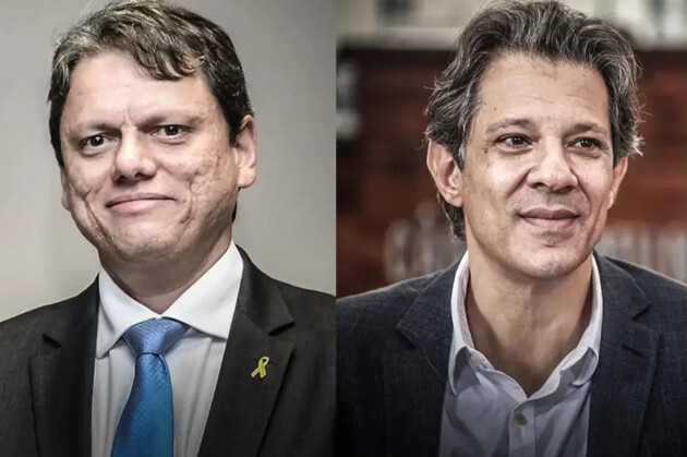 Tarcísio recebeu 42,59% do total de votos válidos. Haddad recebeu 35,46% e também vai para o 2º turno