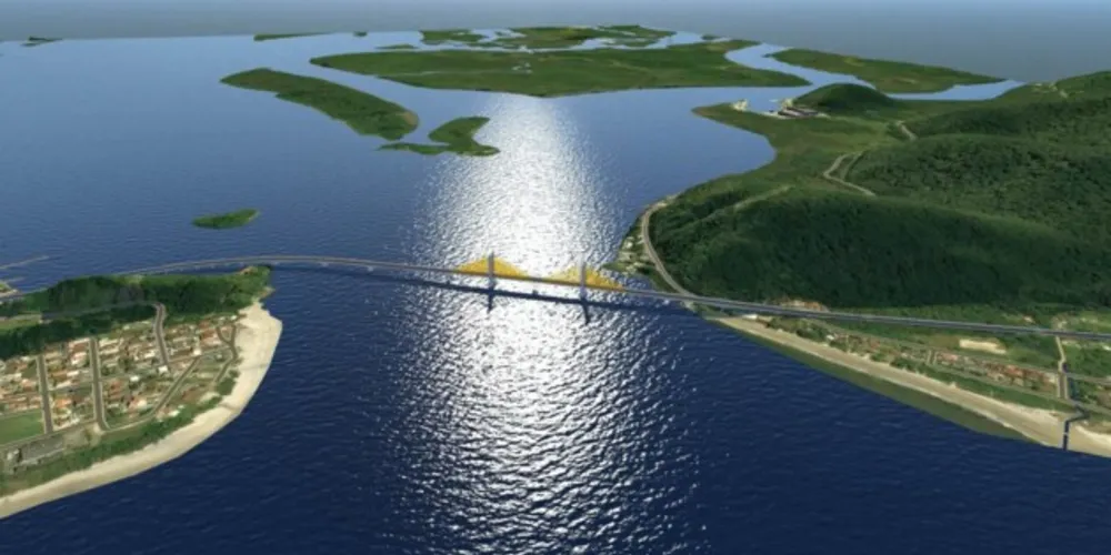 A licitação do DER tem como objeto a contratação de empresa para elaboração do projeto básico e executivo e execução das obras de implantação da Ponte de Guaratuba e seus acessos, entre Guaratuba/PR e Matinhos/PR, na PR-412.