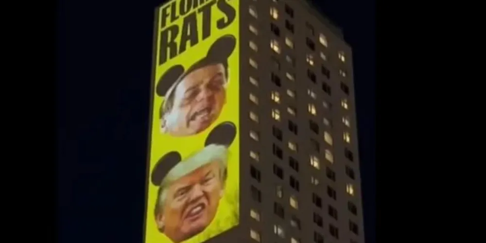 A imagem foi projetada em um prédio em Nova York.