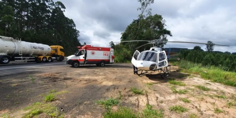 Acidente na BR-376 mobiliza atendimento aeromédico