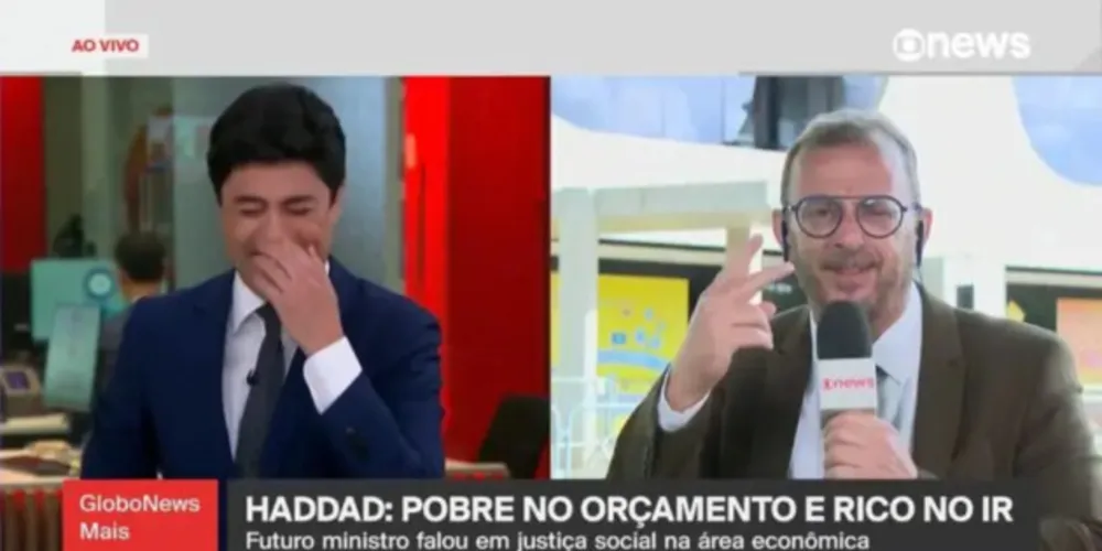 Octavio Guedes engoliu um mosquito enquanto conversava com o apresentador Tiago Eltz e virou meme