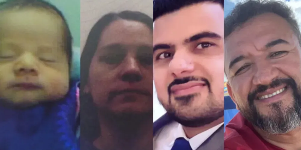 Da esquerda para direita: David Pinchevsky, Carina Isabel Martinez, Teicer Ahmad Tarbine e Genivaldo Fernandes de Lima, vítimas de acidente na BR-277