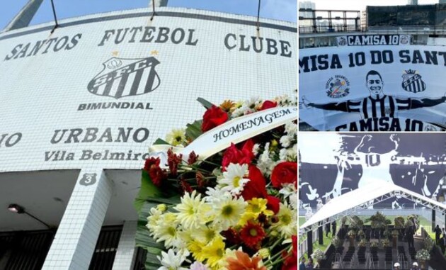 Preparação do estádio da Vila Belmiro, em Santos, para o velório de Pelé