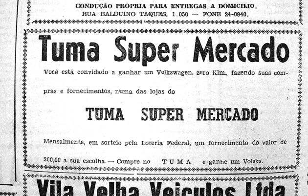 Propaganda do Supermercado Tuma, publicada no JM em 13 de abril de 1971