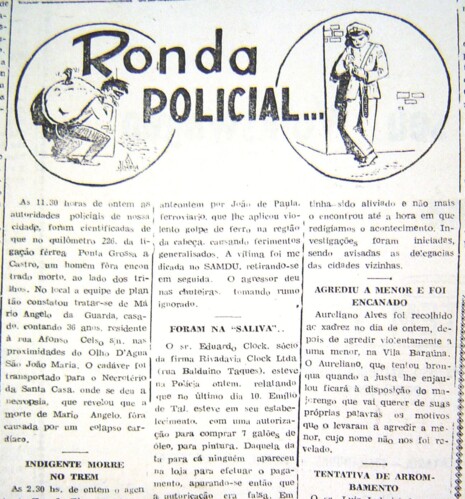 Coluna Ronda Policial, publicada no JM em 21 de janeiro de 1966