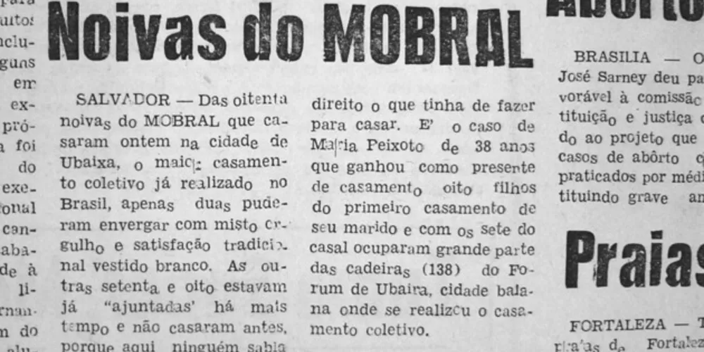 Notícia sobre o MOBRAL, publicada no JM em 20 de novembro de 1971
