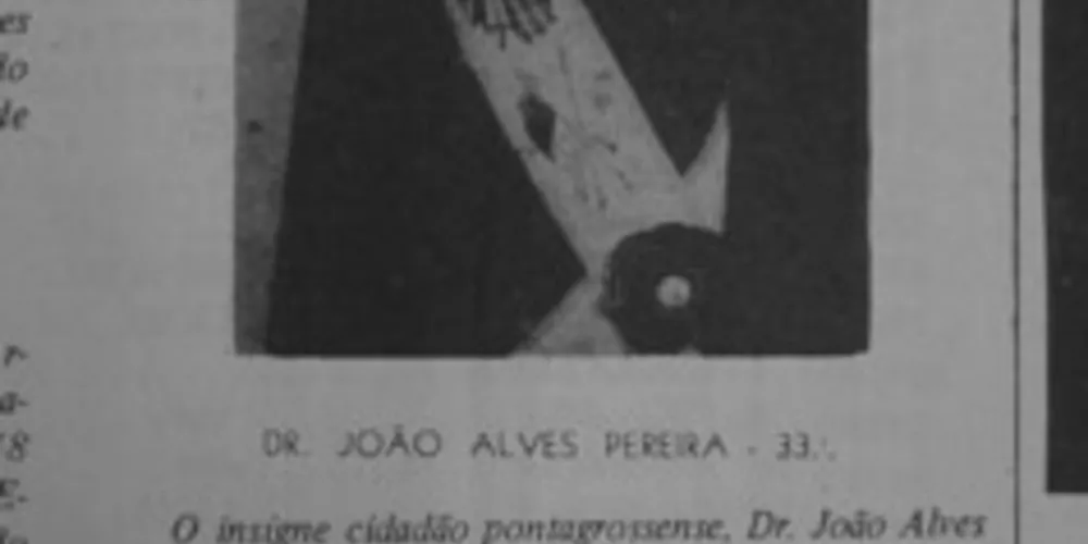 No JM de 05 de junho de 1977 encontra-se o registro da comemoração do jubileu de ouro de João Alves Pereira na Maçonaria