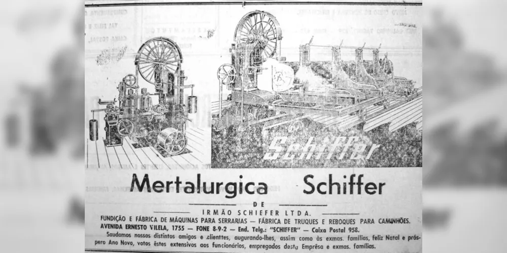 Publicidade da Metalúrgica Schiffer publicada no JM em 25 de dezembro de 1958