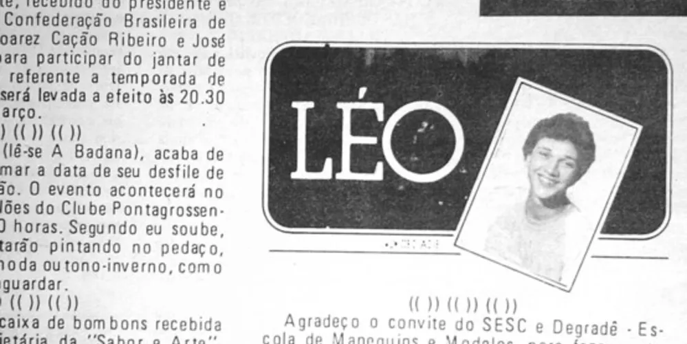 Coluna Social assinada pelo jornalista Leo Pasetti, publicada no JM em 12 de março de 1986