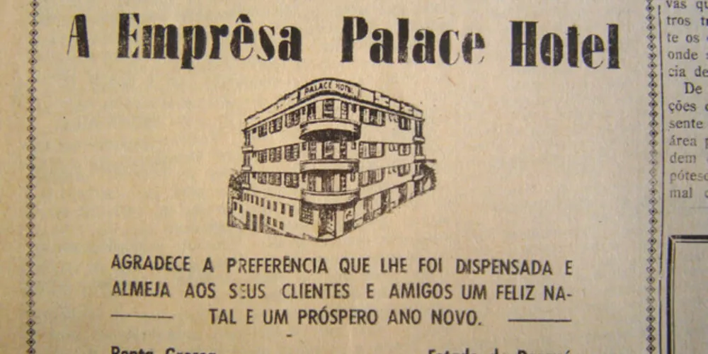 Edição especial do JM em 1957, na qual o Palace Hotel deseja um Feliz Natal e um próspero 1958