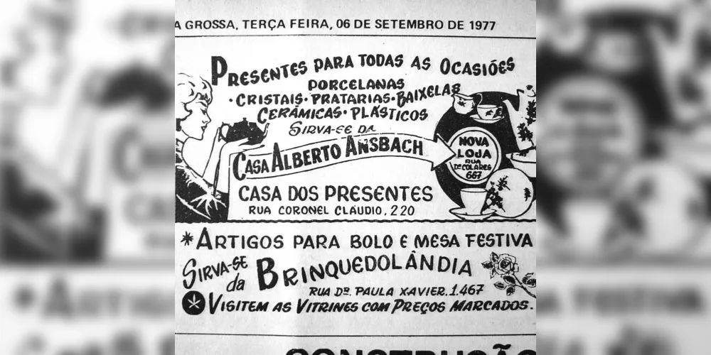 Propaganda da Brinquedolândia, publicada no JM em 06 de setembro de 1977