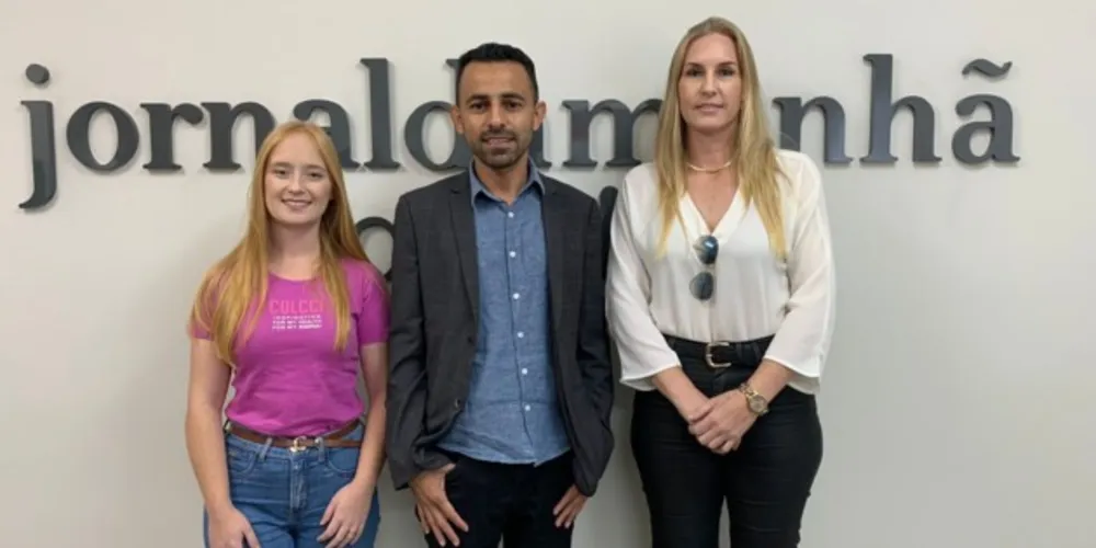 Vereadora de Imbituva, Duda Goebel; presidente da Ascamp, Juninho Pemac; vice da entidade, Professora Loly