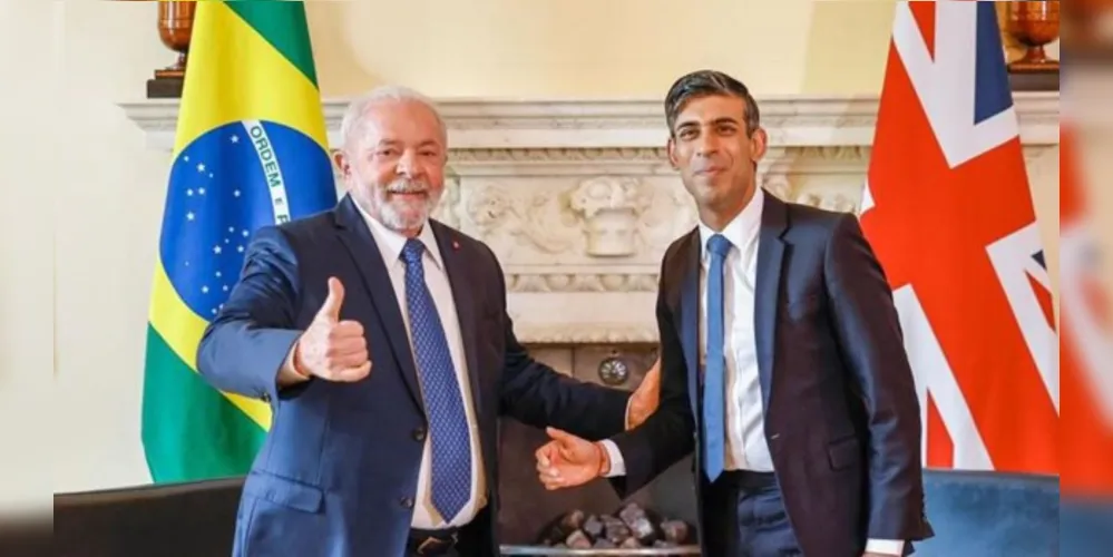 Luiz Inácio Lula da Silva com o  primeiro-ministro do Reino Unido, Rishi Sunak