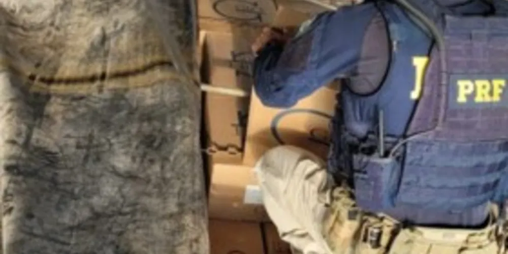 Além da carga de cigarros contrabandeados, os PRFs descobriram que as placas eram falsas