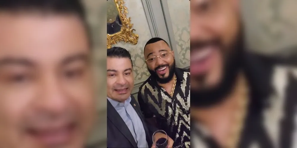 Marcelo Rangel e Dudu Nobre em jantar no Palácio Guanabara