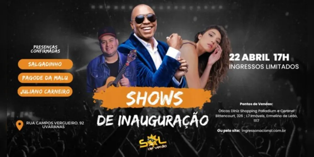 Inauguração do Bar Sol de Verão contará com shows nacionais