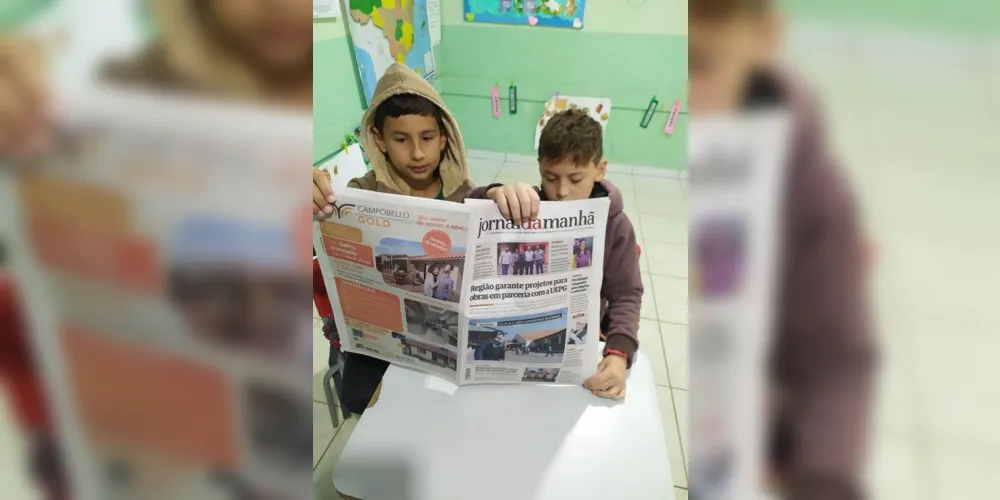 Os alunos se inspiraram na videoaula do projeto Vamos Ler sobre o dia do jornalista e em uma edição do Jornal da Manhã