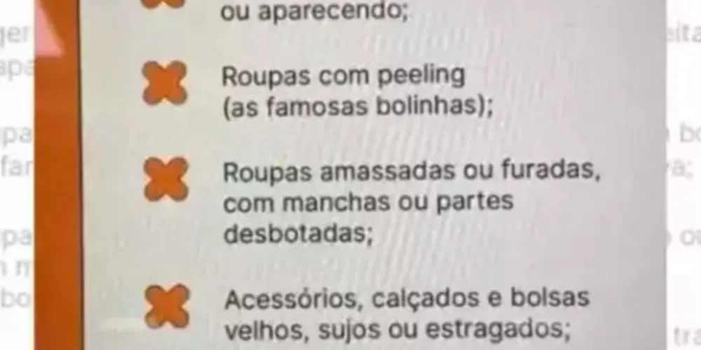 A lista aparece sob o título “Evitar a todo custo”