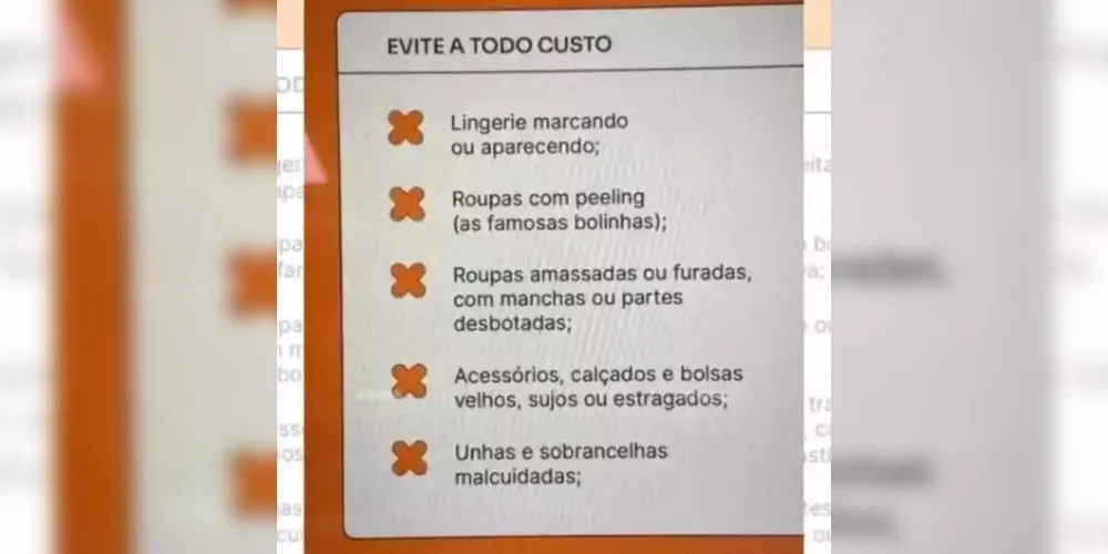 A lista aparece sob o título “Evitar a todo custo”