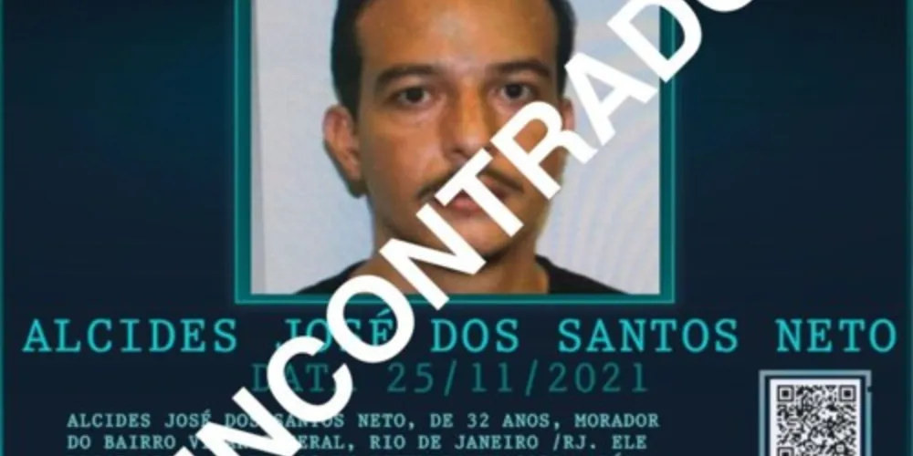 Indivíduo desaparecido sofre de doença mental e havia sumido no Rio de Janeiro há mais de um ano