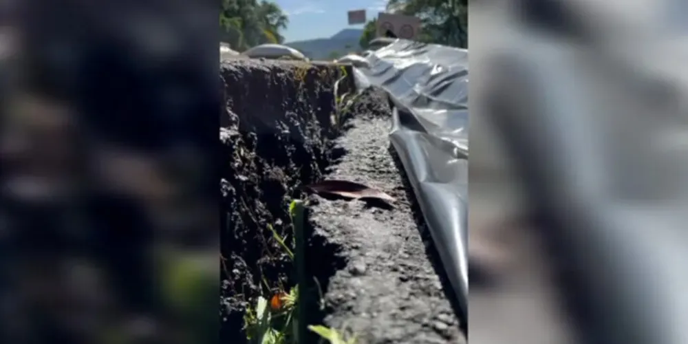 Afundamento na pista sentido Litoral foi registrado ontem