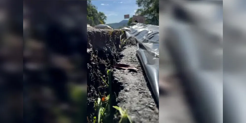 Afundamento na pista sentido Litoral foi registrado ontem