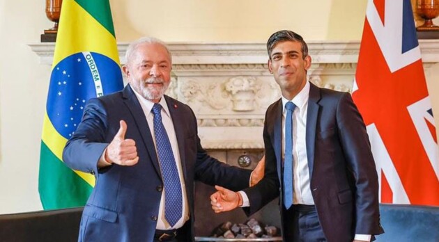 Luiz Inácio Lula da Silva com o  primeiro-ministro do Reino Unido, Rishi Sunak