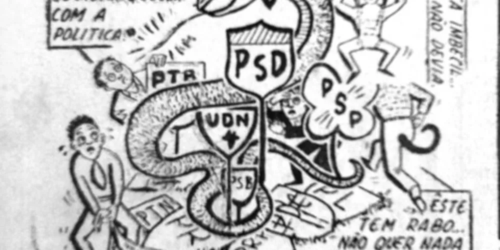 Em 1º de janeiro de 1957, uma charge publicada no JM tratava, de forma bem humorada, do arranjo partidário daquele período