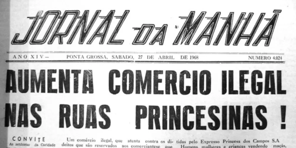 Em 27 de abril de 1968, o JM publicou matéria a respeito do comércio de rua em Ponta Grossa