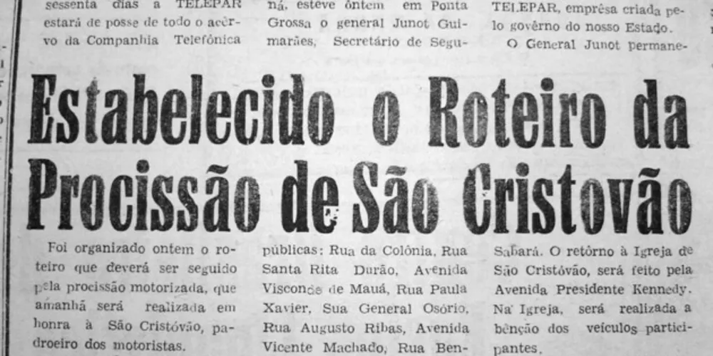 A Procissão de São Cristóvão foi destaque no JM de 13 de agosto de 1966