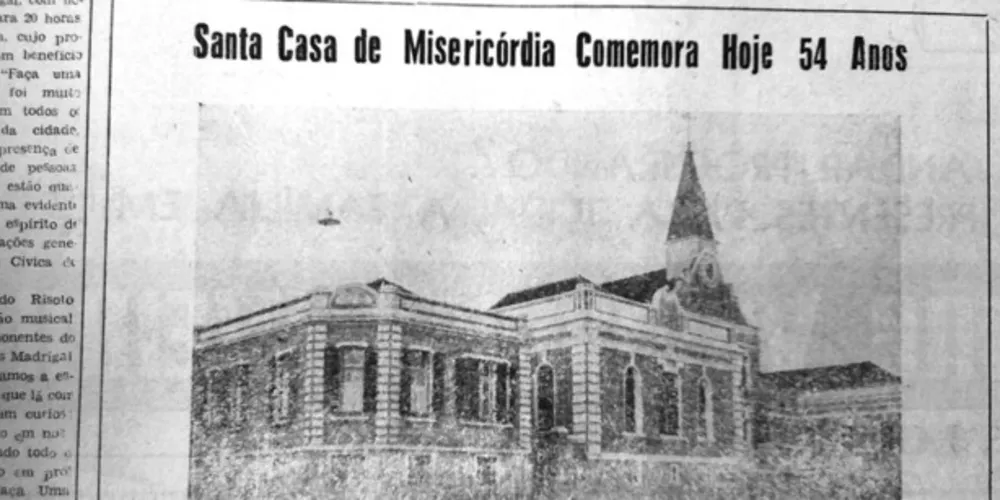 Registro do 54º aniversário de funcionamento da Santa Casa de Misericórdia de Ponta Grossa, publicado pelo JM em 08 de dezembro de 1966