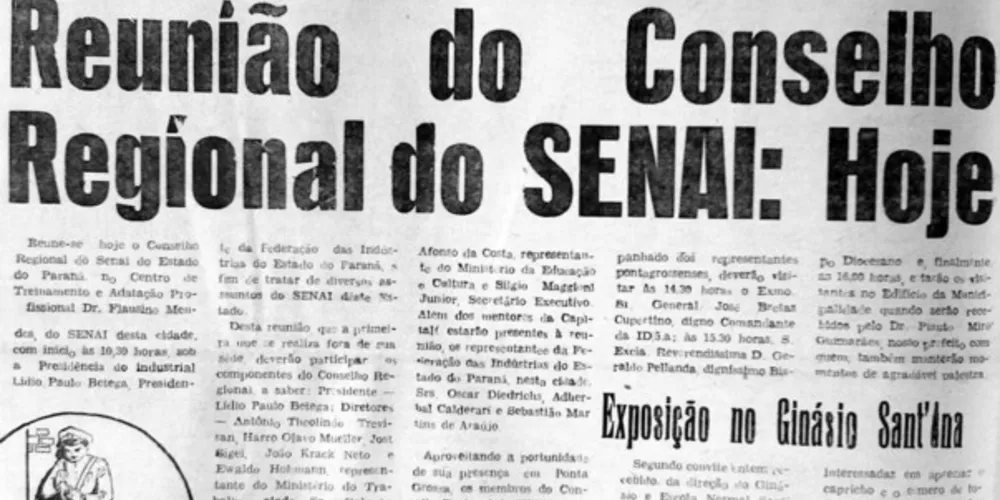 Em 18 de novembro de 1966, o JM publicou matéria a respeito da reunião do Conselho Regional do SENAI, na ocasião, ocorrida em Ponta Grossa