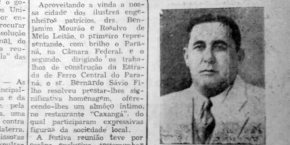 Em 11 de novembro de 1956, o JM trouxe a notícia sobre a homenagem feita ao deputado Benjamin Mourão e ao dirigente ferroviário Rosalvo Leitão