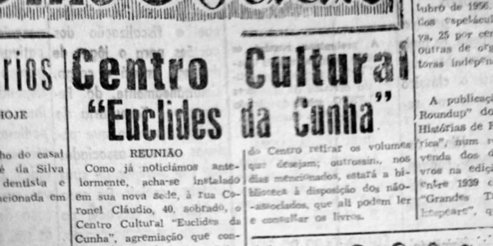 Na década de 1950, o Centro Cultural Euclides da Cunha publicava uma coluna semanal no JM. Neste caso, a publicação data de 08 de junho de 1957