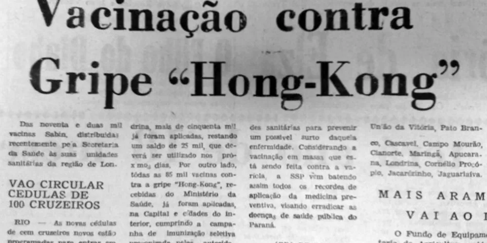 Em 10 de abril de 1969 o JM publicou um artigo que orientava a população sobre a vacinação contra a “Gripe Hong Kong”