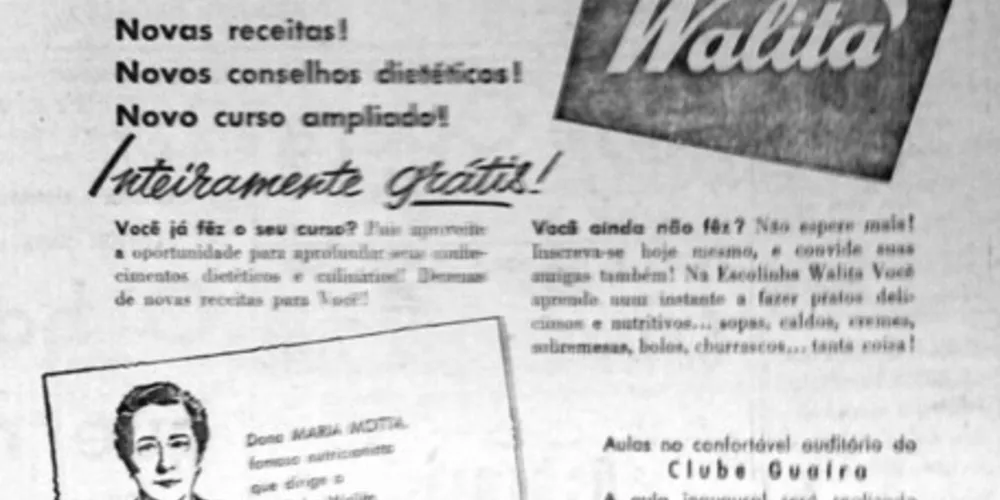 Anúncio de mais uma edição da Escolinha Walita em Ponta Grossa, publicado pelo JM em 28 de abril de 1957