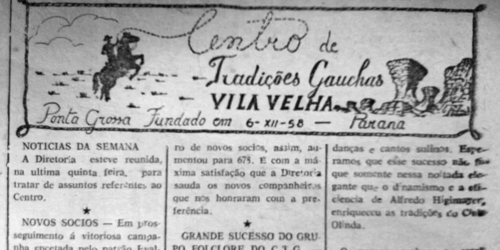 Coluna do CTG Vila Velha, publicada no JM em 01 de julho de 1962