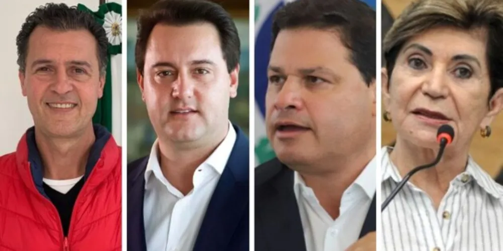 Prefeito de Palmiera, Sérgio Belich; governador Carlos Massa Ratinho Junior; Secretário estadual Sandro Alex; prefeita de Ponta Grossa, Elizabeth Schmidt