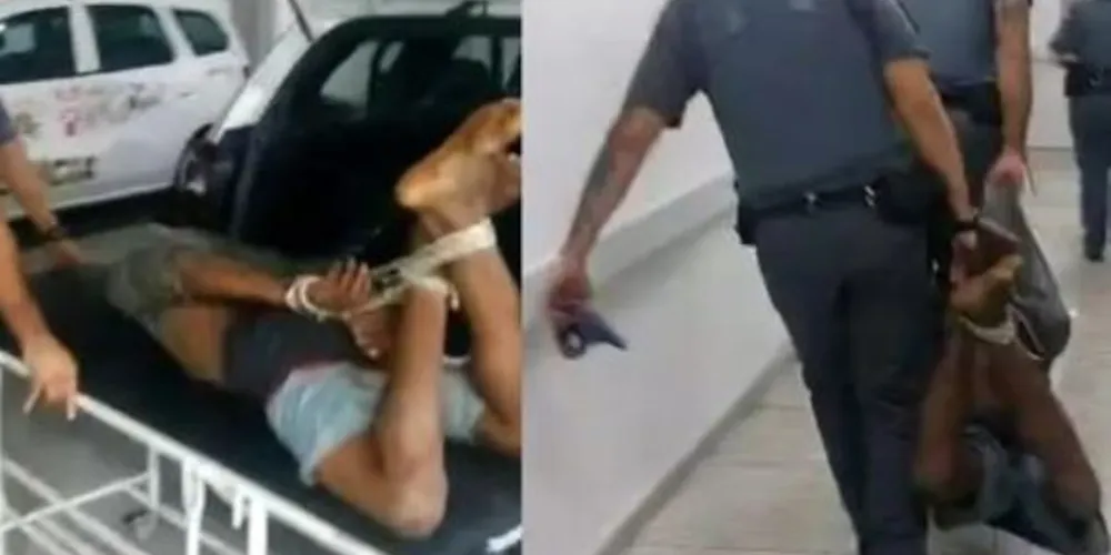 Rapaz foi algemado, amarrado pelos pés com uma corda e arrastado por dois policiais militares