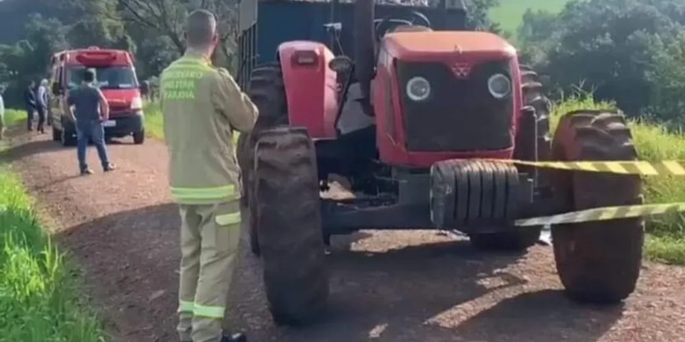 Informações iniciais indicam que a criança caiu do trator e foi atropelada