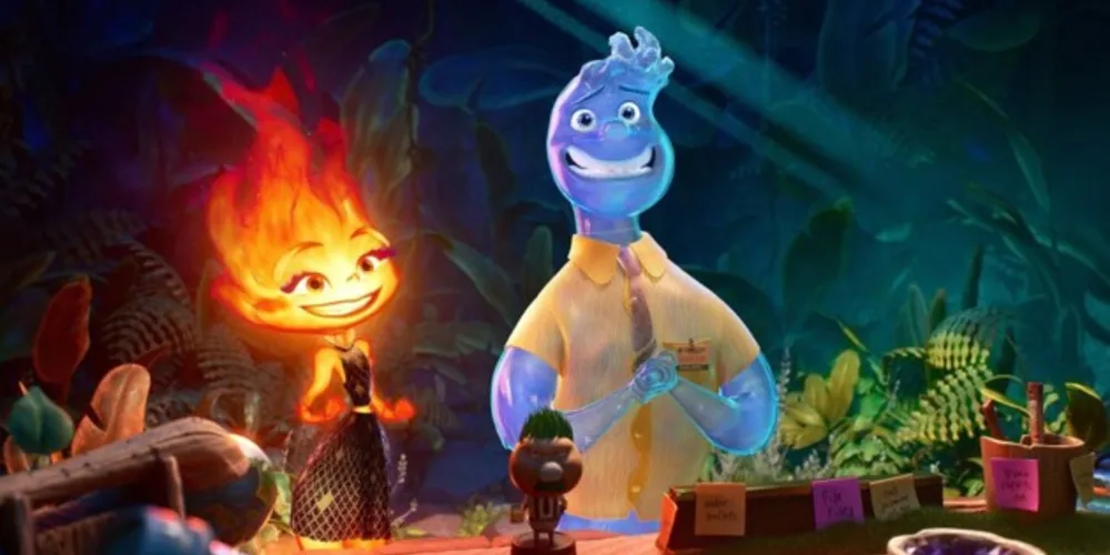 'Elementos' é um filme de animação que se passa em uma sociedade chamada Cidade Elemento, na qual os quatro elementos da natureza - ar, terra, fogo e ar - vivem em completa harmonia