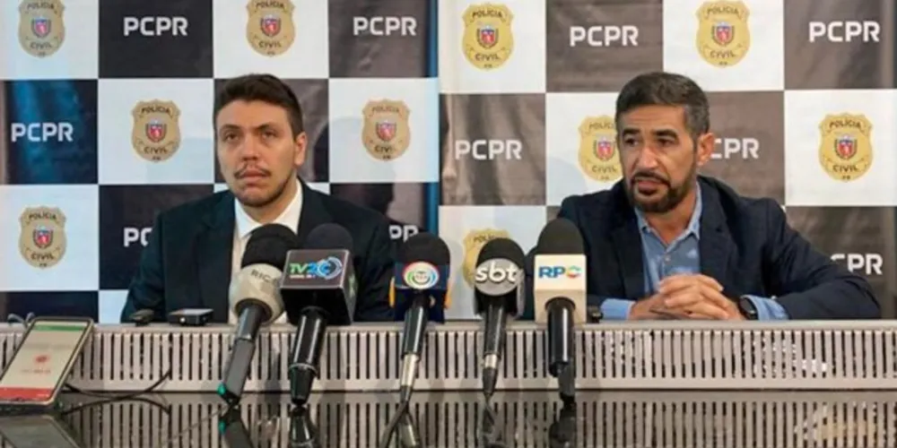 Delegado-chefe da Subdivisão em Londrina, Fernando Amarantino Ribeiro Gonçalves Amorim, e pelo delegado titular da Delegacia de Cambé, Paulo Henrique Costa