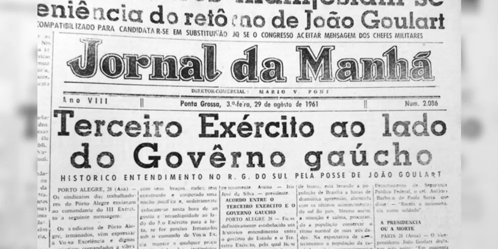 No dia 29 de agosto de 1961 o JM publicou em sua primeira página uma matéria a respeito da Rede da Legalidade e do apoio do Exército gaúcho ao movimento liderado por Leonel Brizola