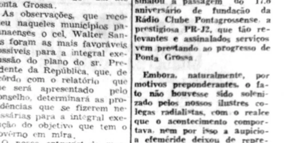 No dia 23 de janeiro de 1957, o JM registrou o 17º aniversário de fundação da Rádio Clube Pontagrossense PRJ-2
