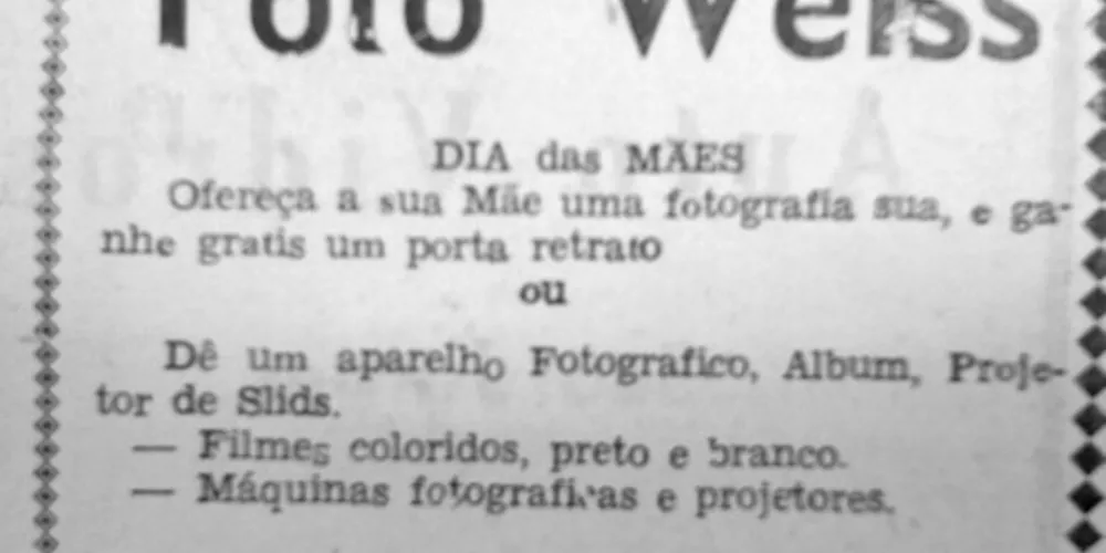 No dia 13 de maio de 1975, o JM publicou um anúncio do Foto Weiss, um dos mais tradicionais estabelecimentos fotográficos ponta-grossenses